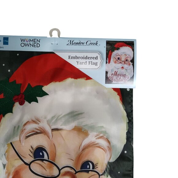 Merry Christmas Santa 18 inch Dimensional Embroidered Double Sided Yard Flag - Picture 3 of 5